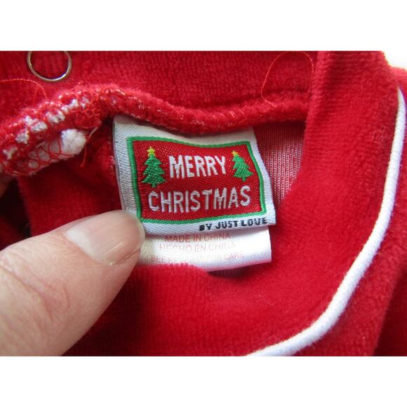 Baby's First Christmas Santa Footed Romper Red Velour 3-6M Holiday Pajamas PJs - Picture 5 of 7